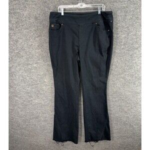 Belle Pants Women 18W Plus Black High Rise Flat Front Flared Pull On Cotton